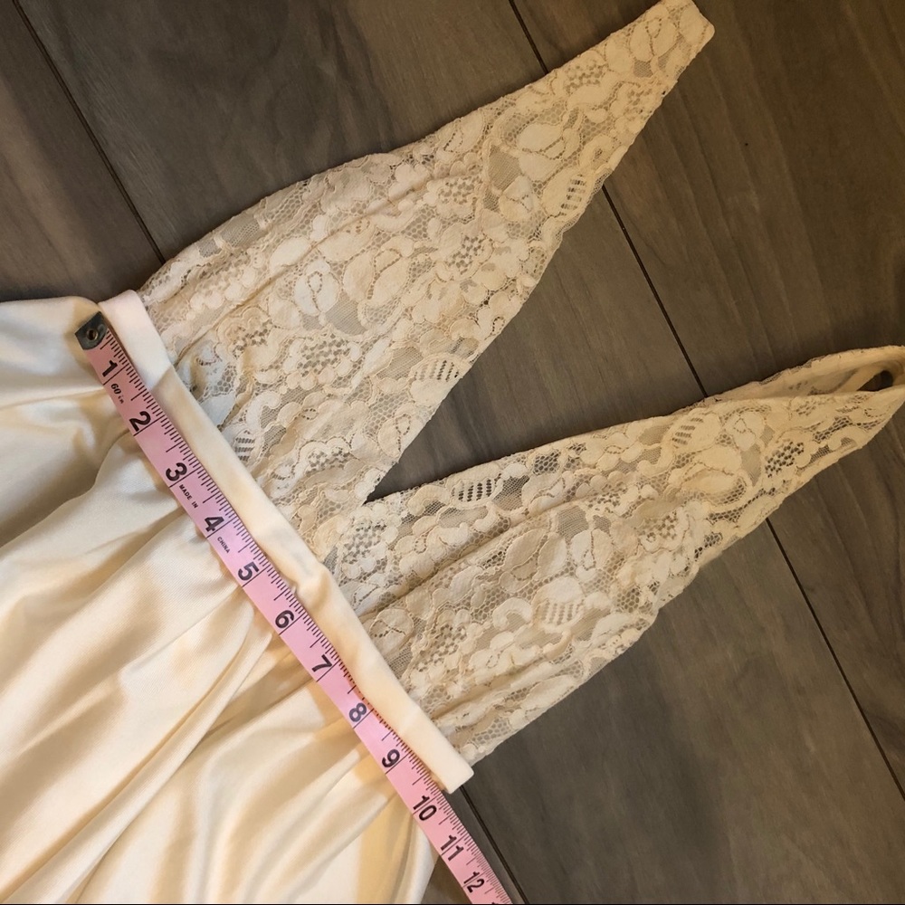 Vintage Alice Maloof Nightgown Plunge V Neck Lace Ivory Saks Fifth Avenue - Picture 8 of 10